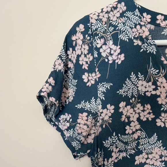 LOFT Blue Floral Button Dress Size 2 - Picture 5 of 9